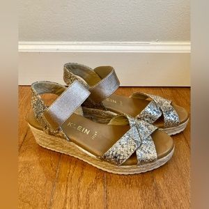 Anne Klein Metallic Slingback Wedge Sandals size 7.5